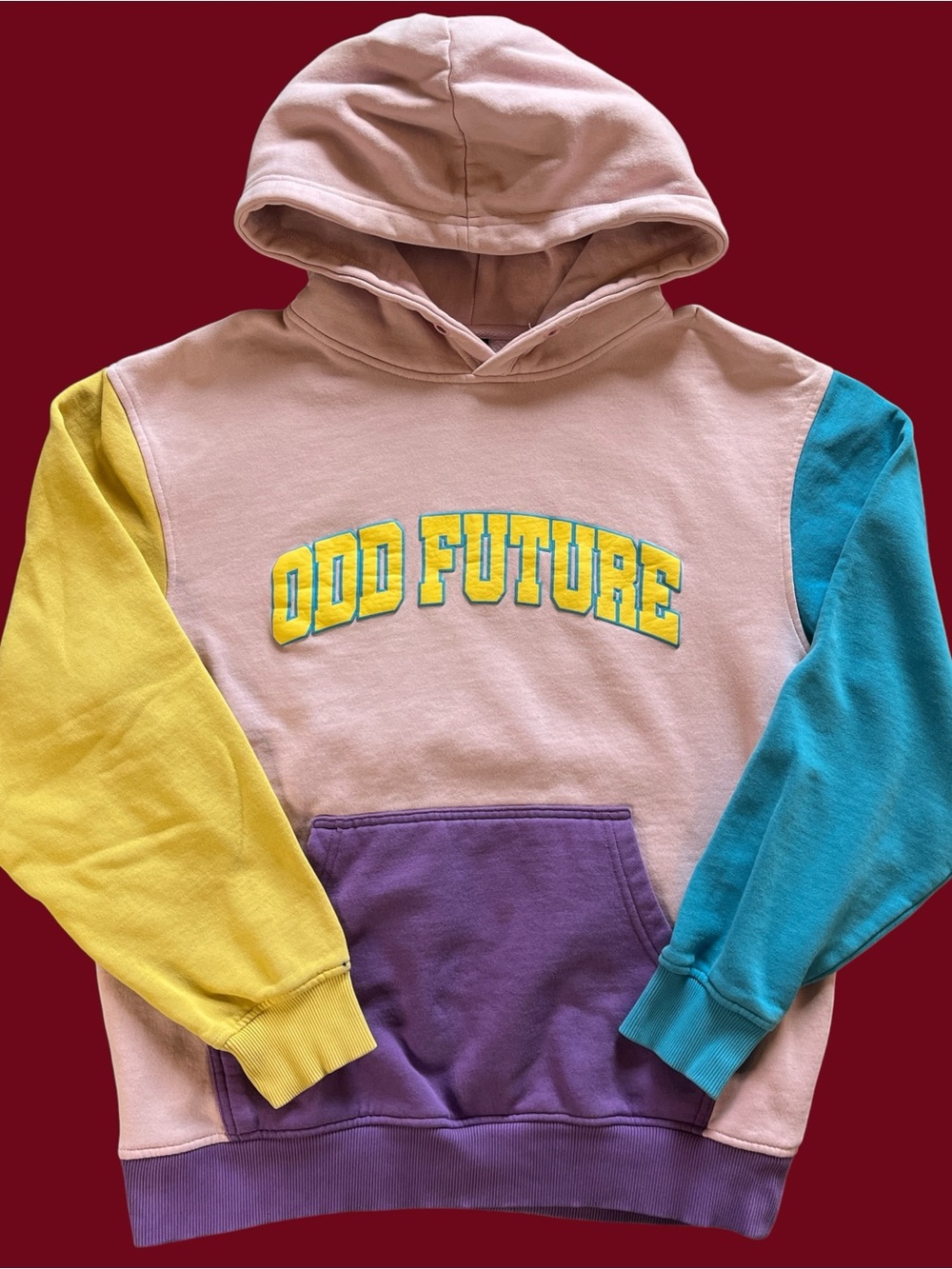 Odd Future OFWGKTA Multi Color Block Kangaroo Pouch Skater Hoodie Size M!